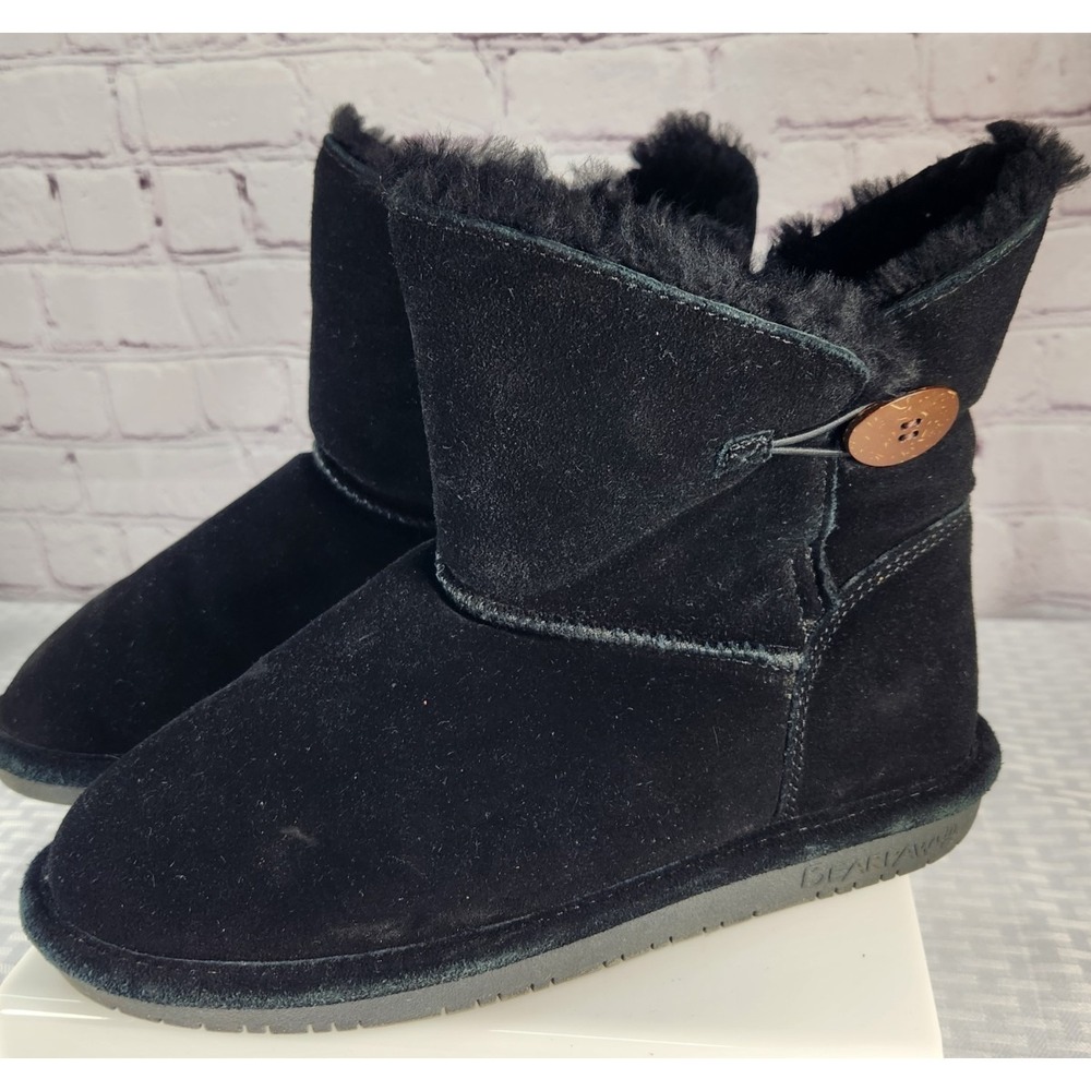 BearPaw Rosie Women's Black Suede Boots Shearling‎ Lined Size 8/39 Black